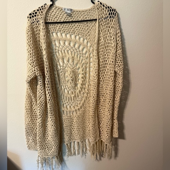 VENUS Cream Crochet Cardigan Sweater - Picture 1 of 5